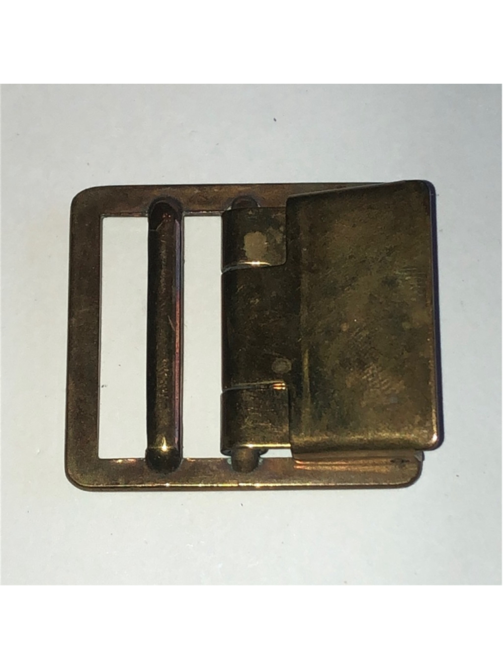 Antique Brass Tone Metal Military Belt Buckle - Solid Hardware